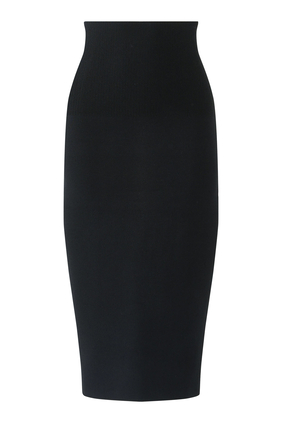 Ribbed-Detail High-Waisted Skirt