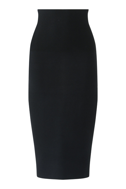 Ribbed-Detail High-Waisted Skirt