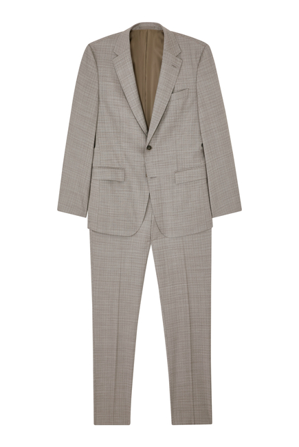 Checked Regular-Fit Suit in Virgin Wool