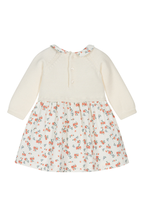 Kids Shaved Knit & Velvet Dress