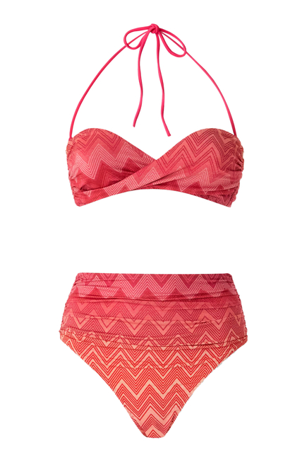 Mare Chevron Lycra Lurex Bandeau Tie Bikini Set
