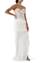 Lace Corset Ruched Skirt Gown