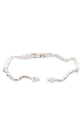 Small Pear Wave Bangle, 18k White Gold & Diamonds