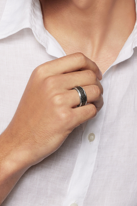 Streamline® Three Row Band Ring, Sterling Silver & Diamonds