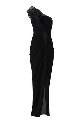  Draped Ruffle Gown 