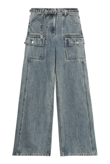 Cargo Wide Leg Belted Jeans