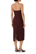  Asymmetric Cut Strapless Midi Dress