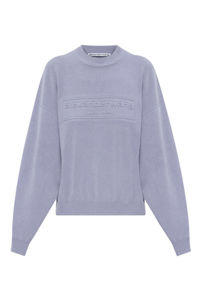 Embossed Logo Ribbed Pullover