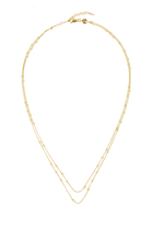 Double Chain Necklace, 18k Yellow Gold & Sterling Silver