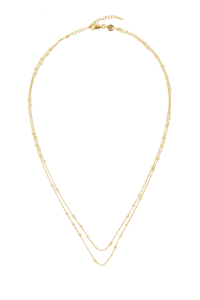 Double Chain Necklace, 18k Yellow Gold & Sterling Silver