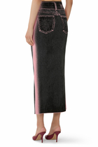 Lily Wavy Denim Maxi Skirt
