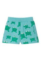 Kids Frog Print Drawstring Shorts