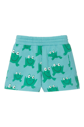 Kids Frog Print Drawstring Shorts