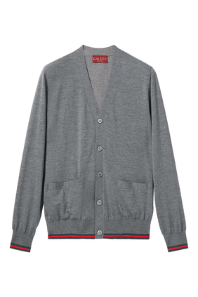 Wool Knit Cardigan with Web
