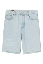 Lasered Denim Shorts