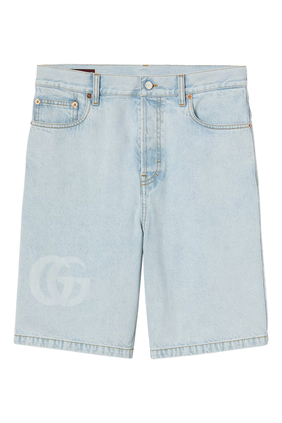 Lasered Denim Shorts