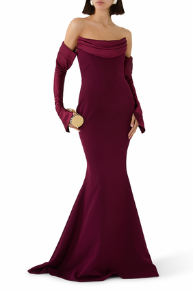 Raven Crepe Long Dress