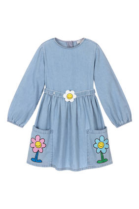 Kids  Floral Long-Sleeve Dress