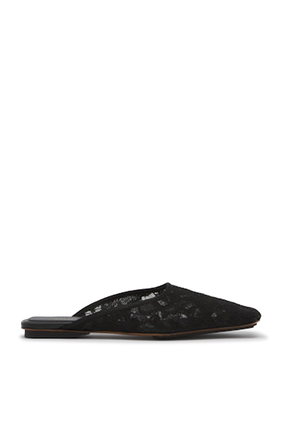 Square-Toe Lace Backless Mules