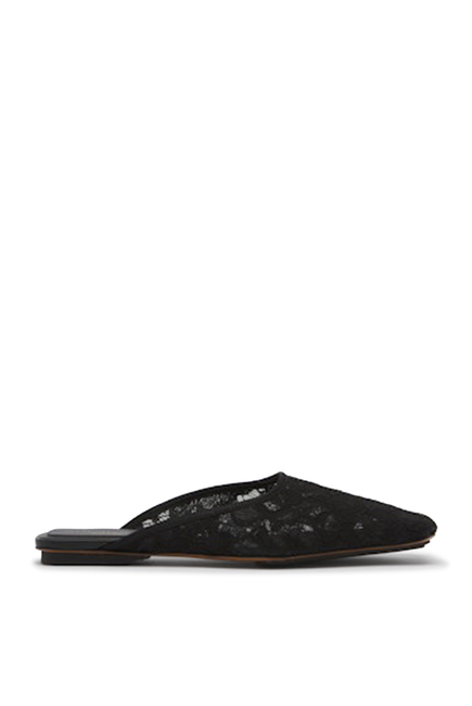 Square-Toe Lace Backless Mules