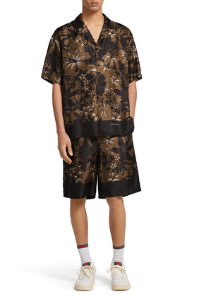Printed Silk Twill Shorts