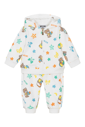 Kids Teddy Bear Fleece Hooded Tracksuit