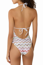  One-Piece Swimsuit with Zig Zag Lamé 3D