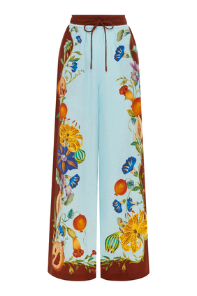 Dahlia Floral Linen Pants