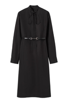 Cotton Poplin Dress with Horsebit Belt