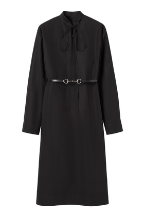 Cotton Poplin Dress with Horsebit Belt