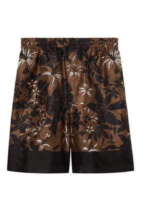 Printed Silk Twill Shorts