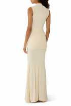 Graziana High-Neck Gathered Draped Maxi Dress