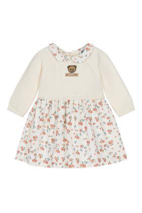 Kids Shaved Knit & Velvet Dress