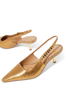 Baker 90 Snake Print Slingback Pointed Toe Pumps