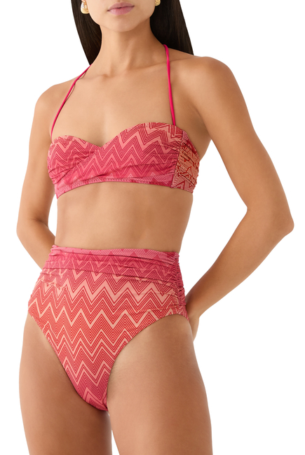 Mare Chevron Lycra Lurex Bandeau Tie Bikini Set