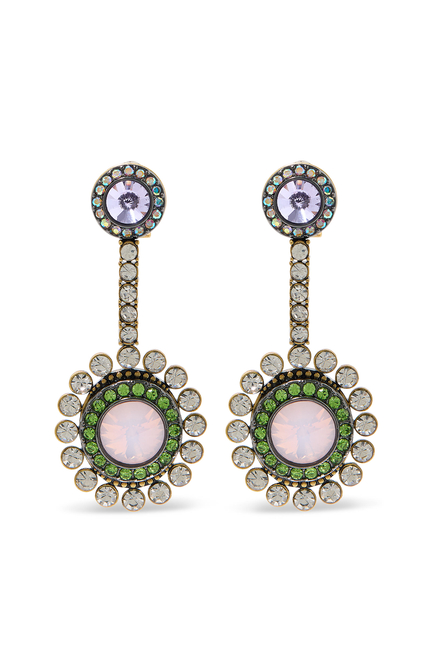 Large Octavia Earrings, Brass & Crystals