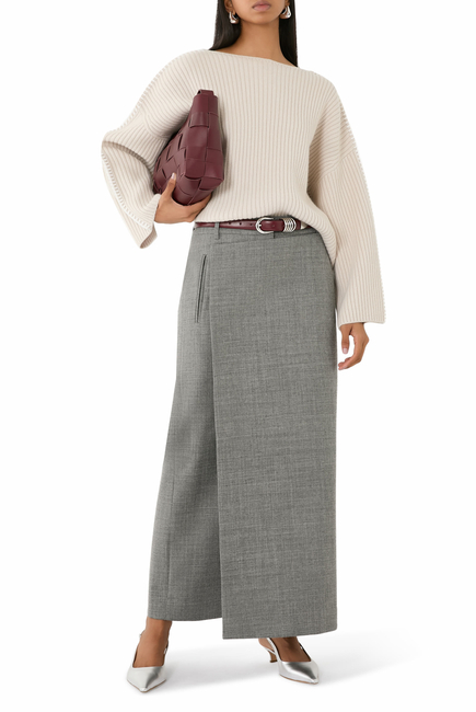 Techy Bonded Wool Wrap Maxi Skirt