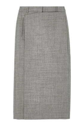 Techy Bonded Wool Wrap Maxi Skirt