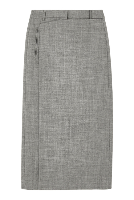 Techy Bonded Wool Wrap Maxi Skirt
