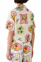 Retro Print Tie Front Shirt