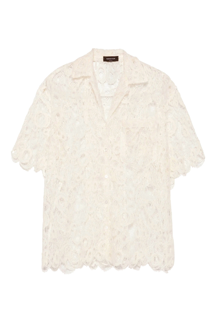 Lace Scalloped-Hem Shirt