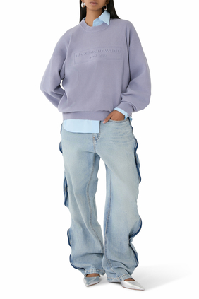 Embossed Logo Ribbed Pullover