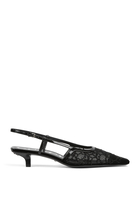  GG 35 Crystal Embellished Mesh Slingback Pumps 