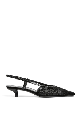  GG 35 Crystal Embellished Mesh Slingback Pumps 