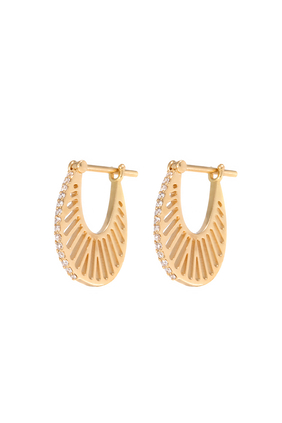 Flat Ray Size 2 Hoop Earrings, 18k Yellow Gold & Diamonds