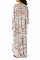 Long Kaftan with 3D Zigzag Lamé and Batwing Sleeves