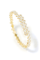 Wrap Around Bangle, Gold-Plated Brass, Diamond & Cubic Zirconia