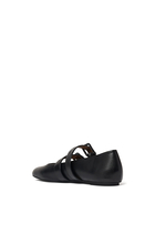 Double Strap Square-Toed Ballerinas