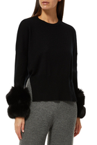 Fur-Trimmed Wool Sweater
