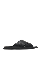 Criss-Cross Leather Slides